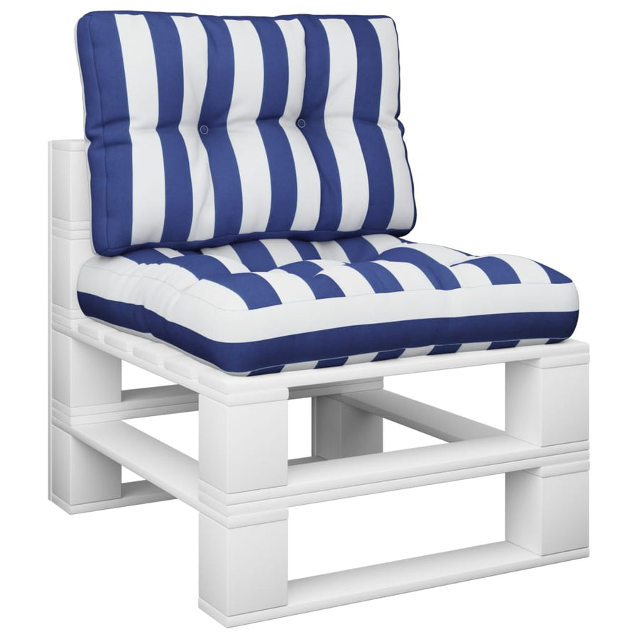 Palletkussens 2 St Stof Gestreept En Blauw En Wit 50 x 50 x 12 cm