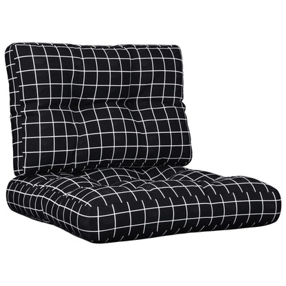 Palletkussens 2 St Stof Ruitpatroon Zwart 50 x 50 x 12 cm Zwart en wit