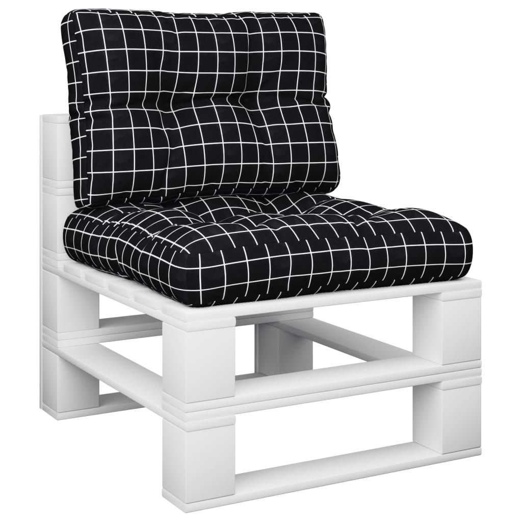 Palletkussens 2 St Stof Ruitpatroon Zwart 50 x 50 x 12 cm Zwart en wit