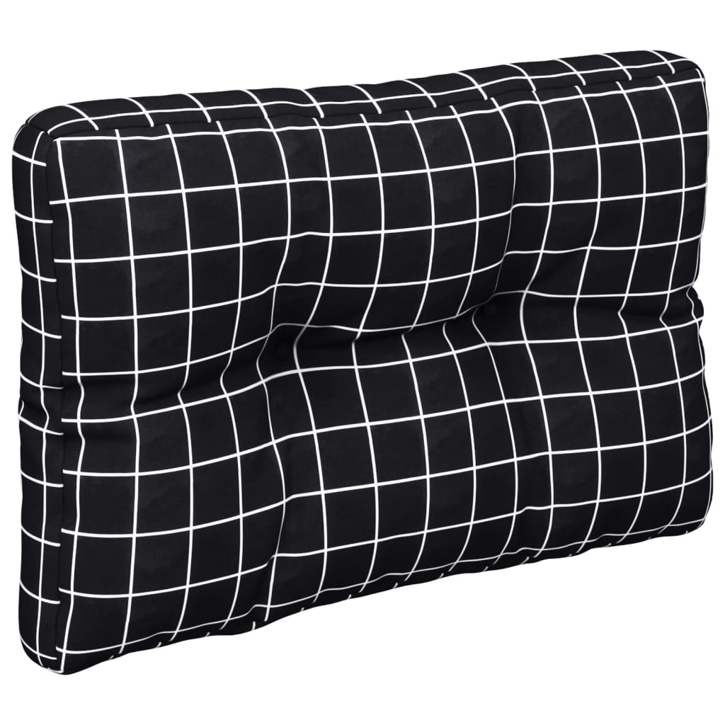 Palletkussens 2 St Stof Ruitpatroon Zwart 50 x 50 x 12 cm Zwart en wit
