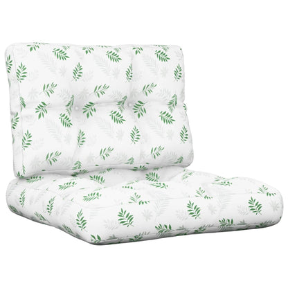 Palletkussens 2 st stof bladpatroon 50 x 50 x 12 cm Wit en groen