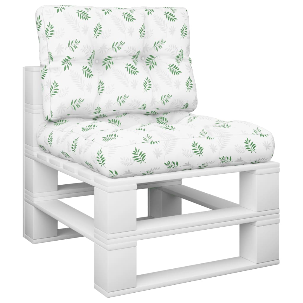 Palletkussens 2 st stof bladpatroon 50 x 50 x 12 cm Wit en groen