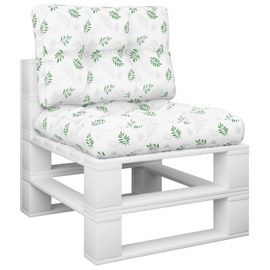 Palletkussens 2 st stof bladpatroon 50 x 50 x 12 cm Wit en groen