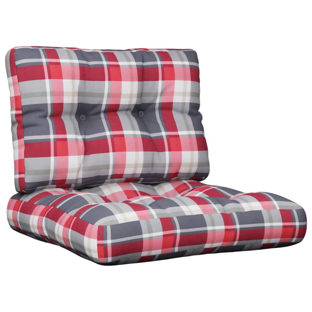 Palletkussens 2 st stof ruitpatroon rood