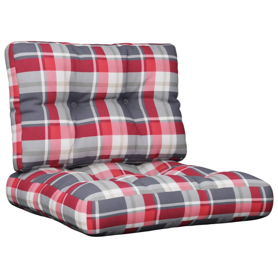 Palletkussens 2 st stof ruitpatroon rood
