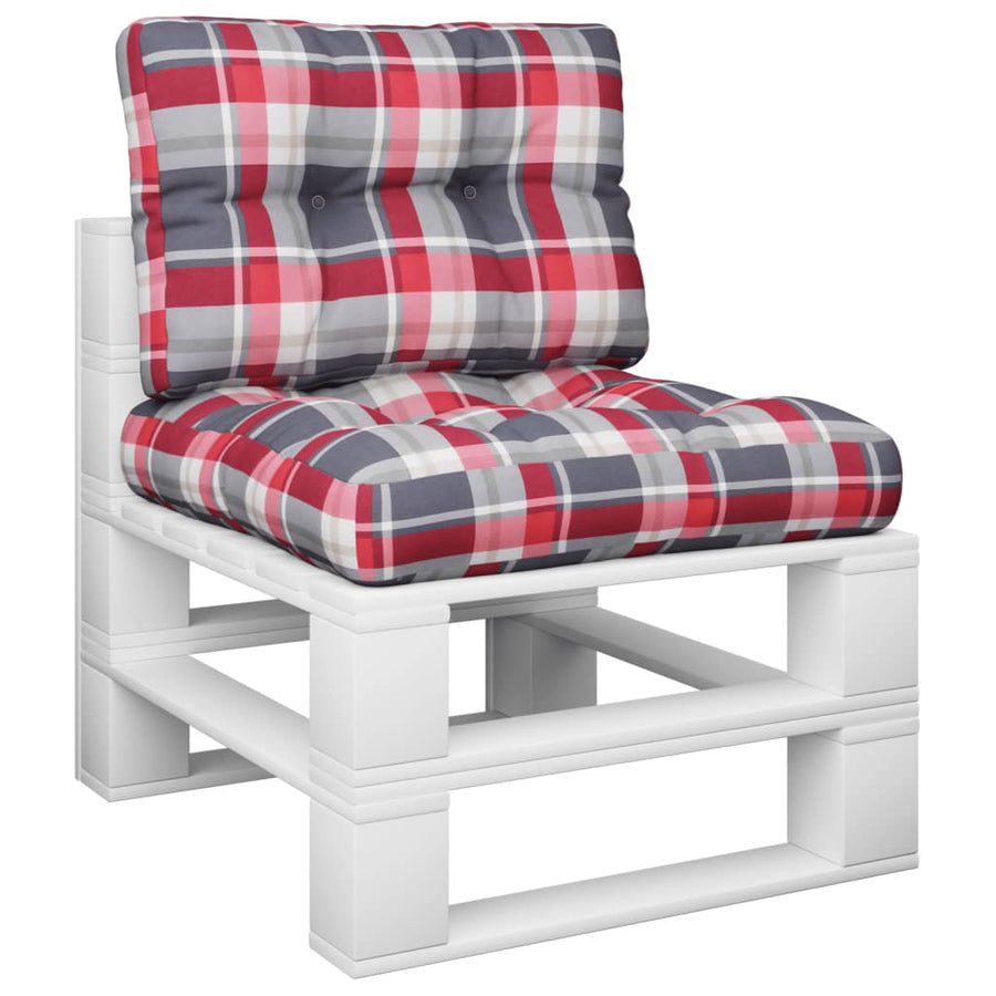 Palletkussens 2 st stof ruitpatroon rood