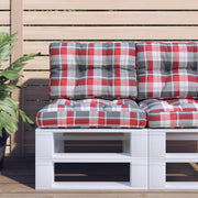 Palletkussens 2 st ruitpatroon rood