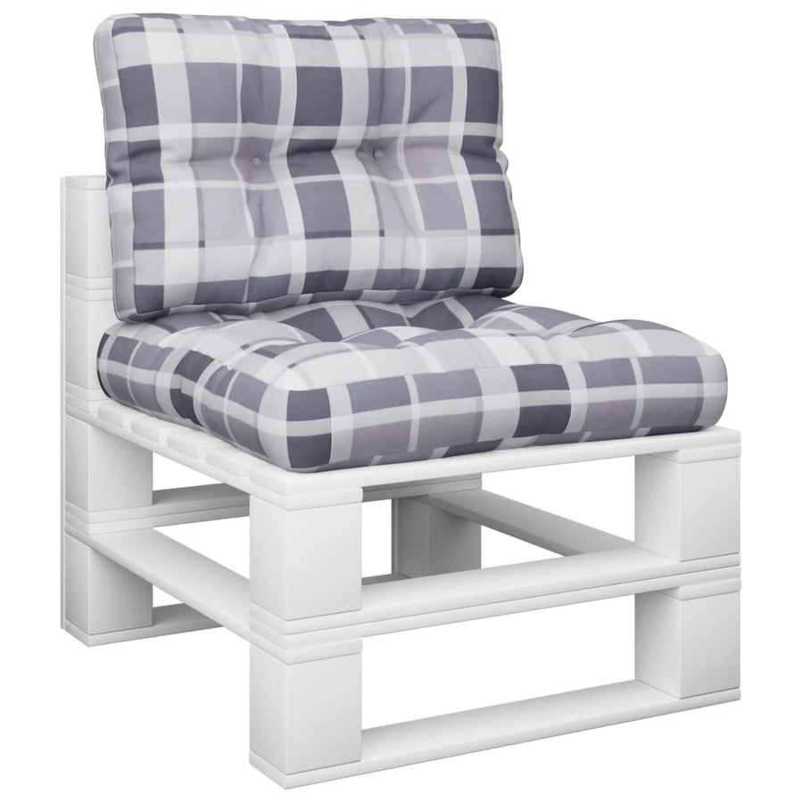 Palletkussens 2 st ruitpatroon stof grijs