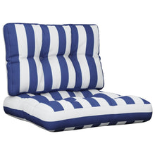 Palletkussens 2 st stof gestreept wit en blauw 60 x 60 x 12 cm Blauw en wit