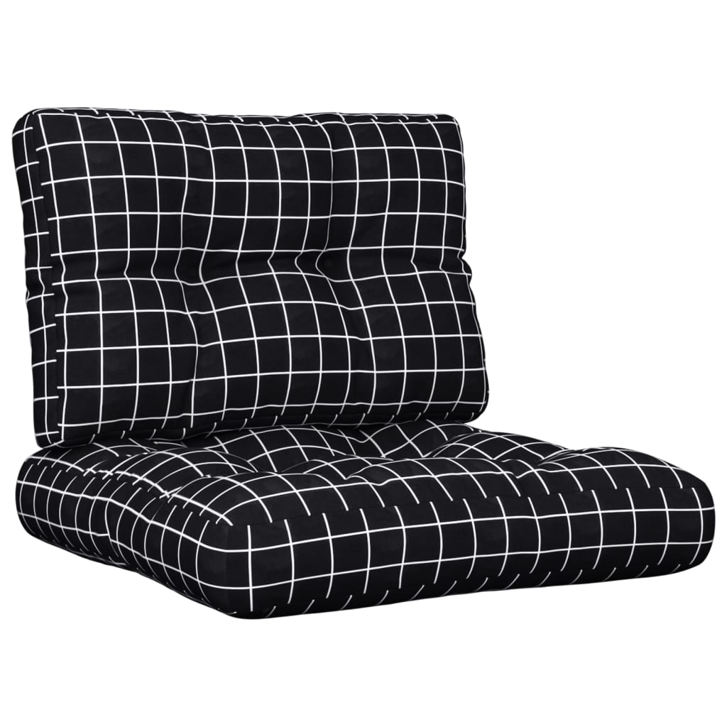 Palletkussens 2 st stof ruitpatroon zwart 60 x 60 x 12 cm Zwart en wit