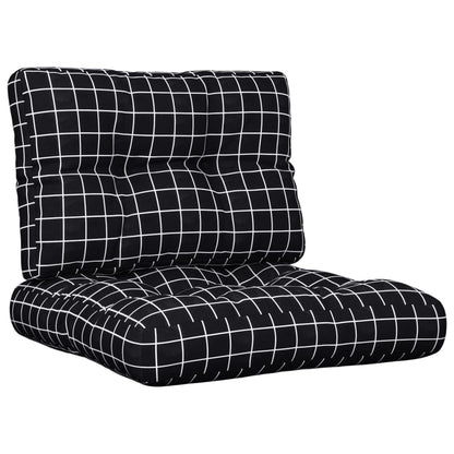 Palletkussens 2 st stof ruitpatroon zwart 60 x 60 x 12 cm Zwart en wit
