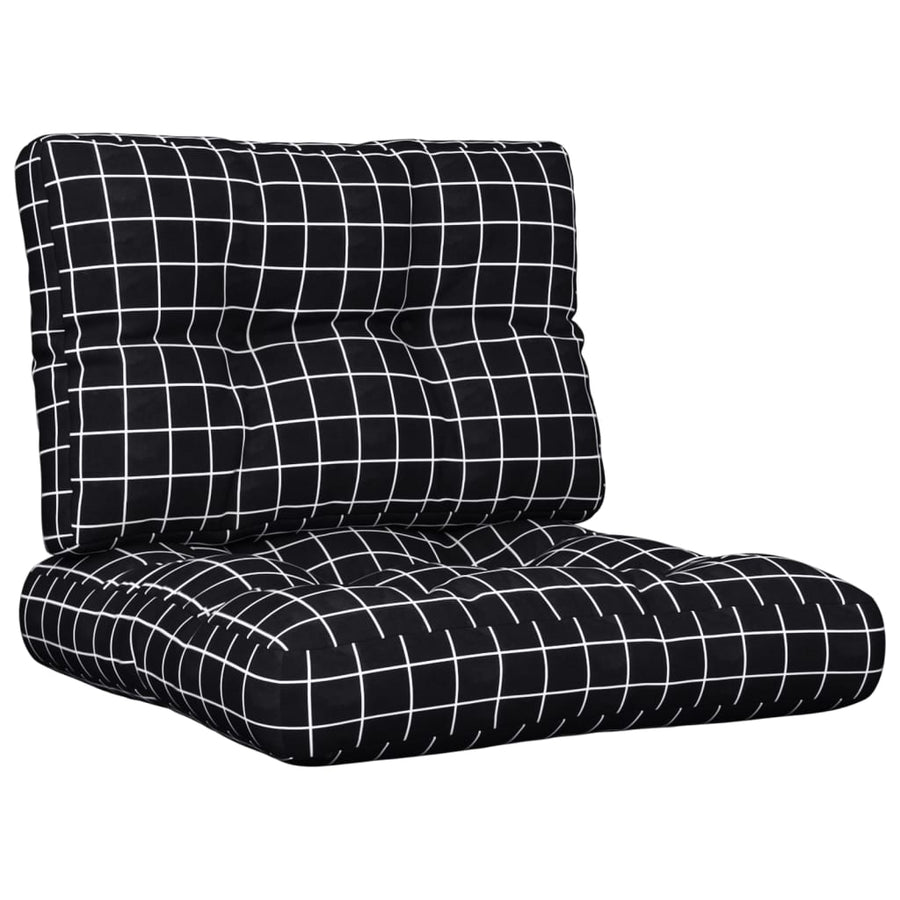 Palletkussens 2 st stof ruitpatroon zwart 60 x 60 x 12 cm Zwart en wit