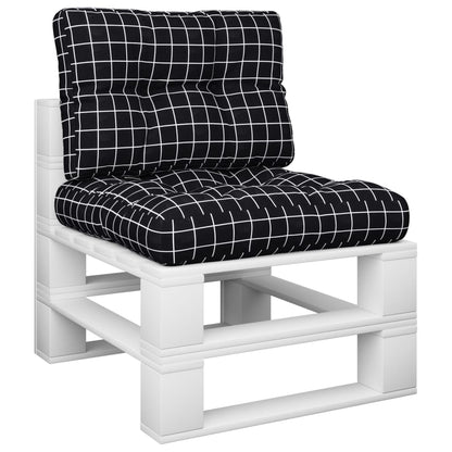 Palletkussens 2 st stof ruitpatroon zwart 60 x 60 x 12 cm Zwart en wit