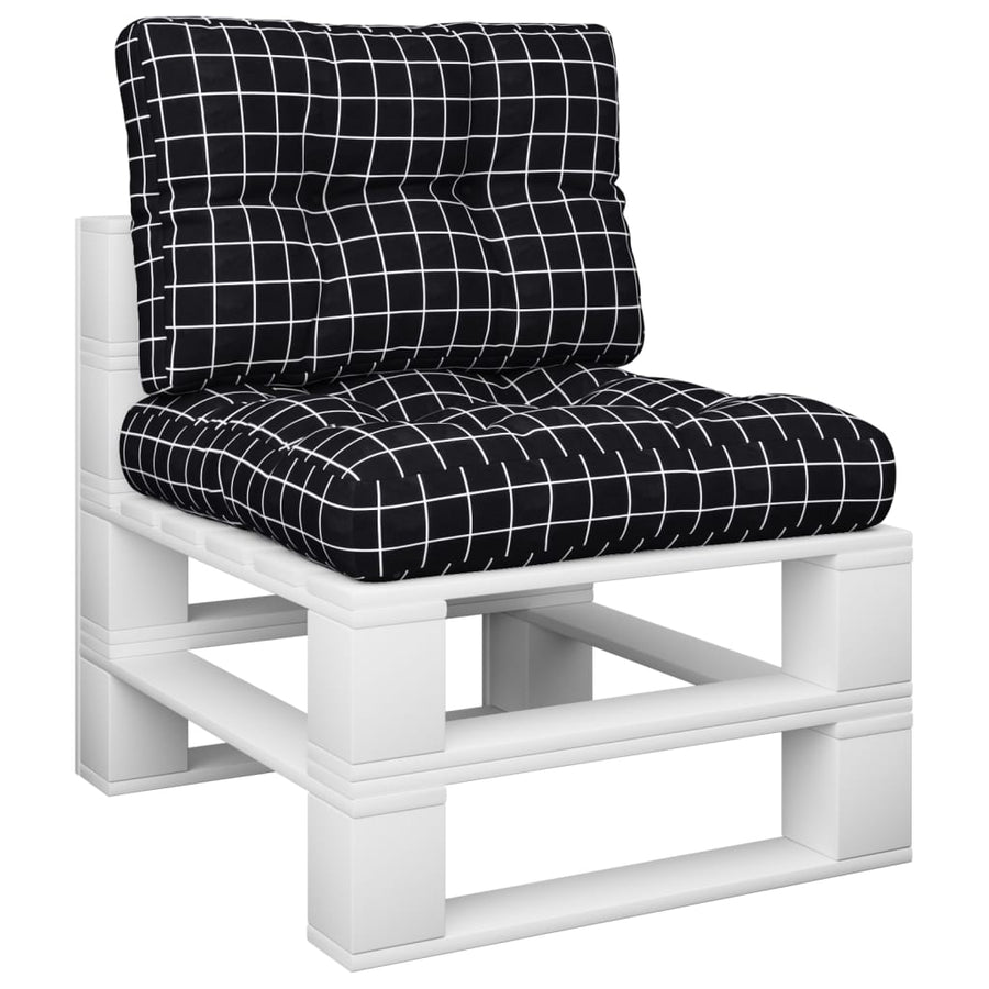 Palletkussens 2 st stof ruitpatroon zwart 60 x 60 x 12 cm Zwart en wit
