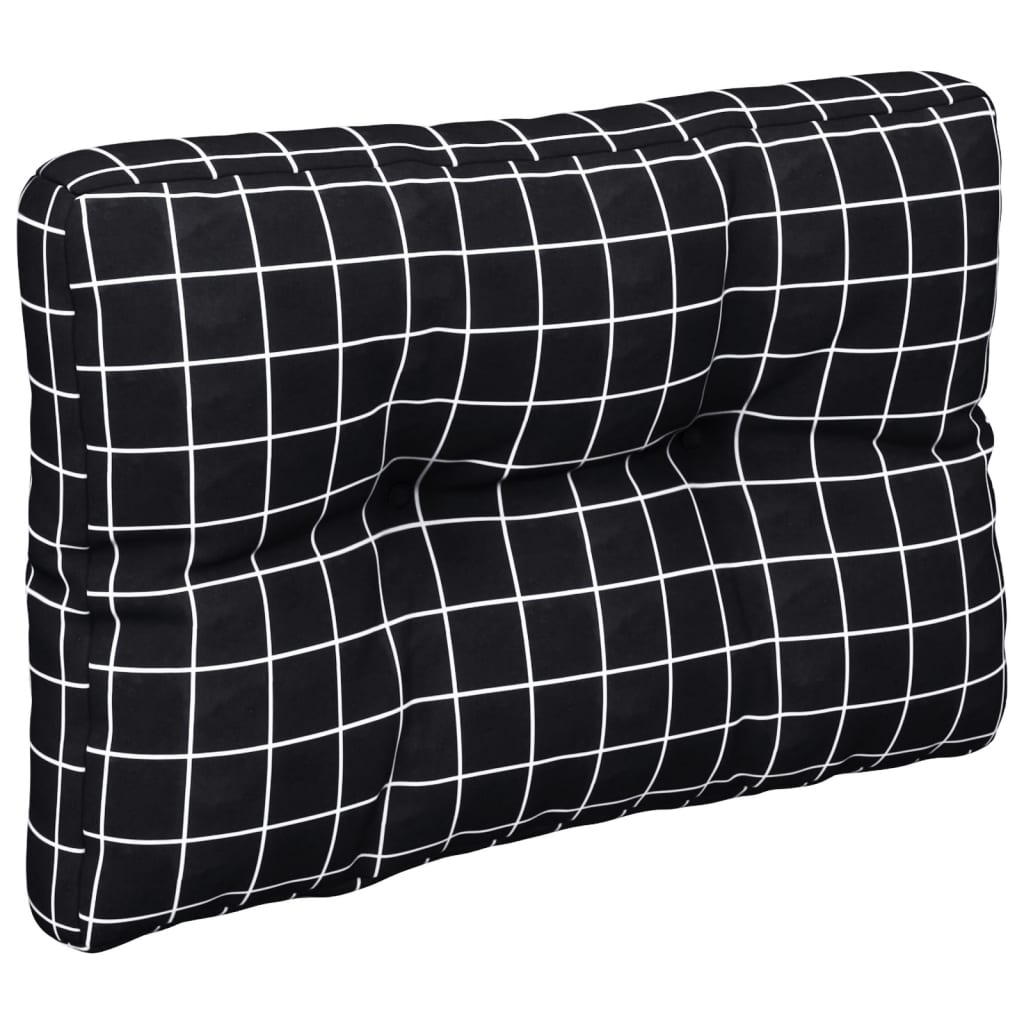 Palletkussens 2 st stof ruitpatroon zwart 60 x 60 x 12 cm Zwart en wit