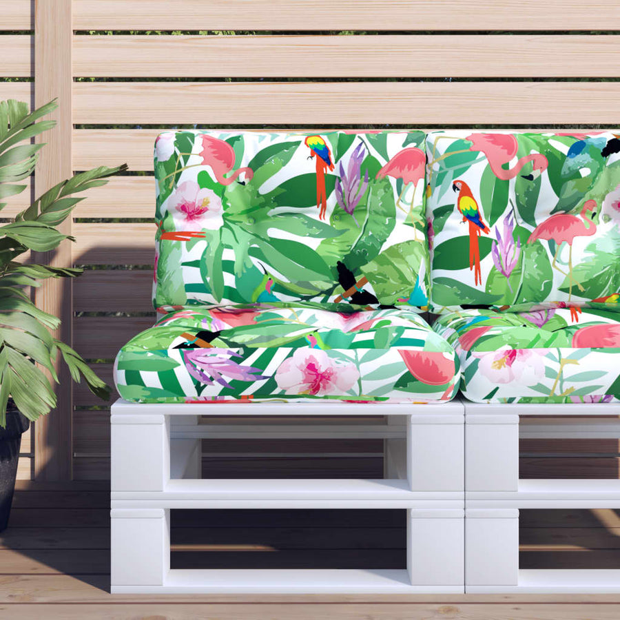 Palletkussens 2 st stof meerkleurig 60 x 60 x 12 cm Groen en roze