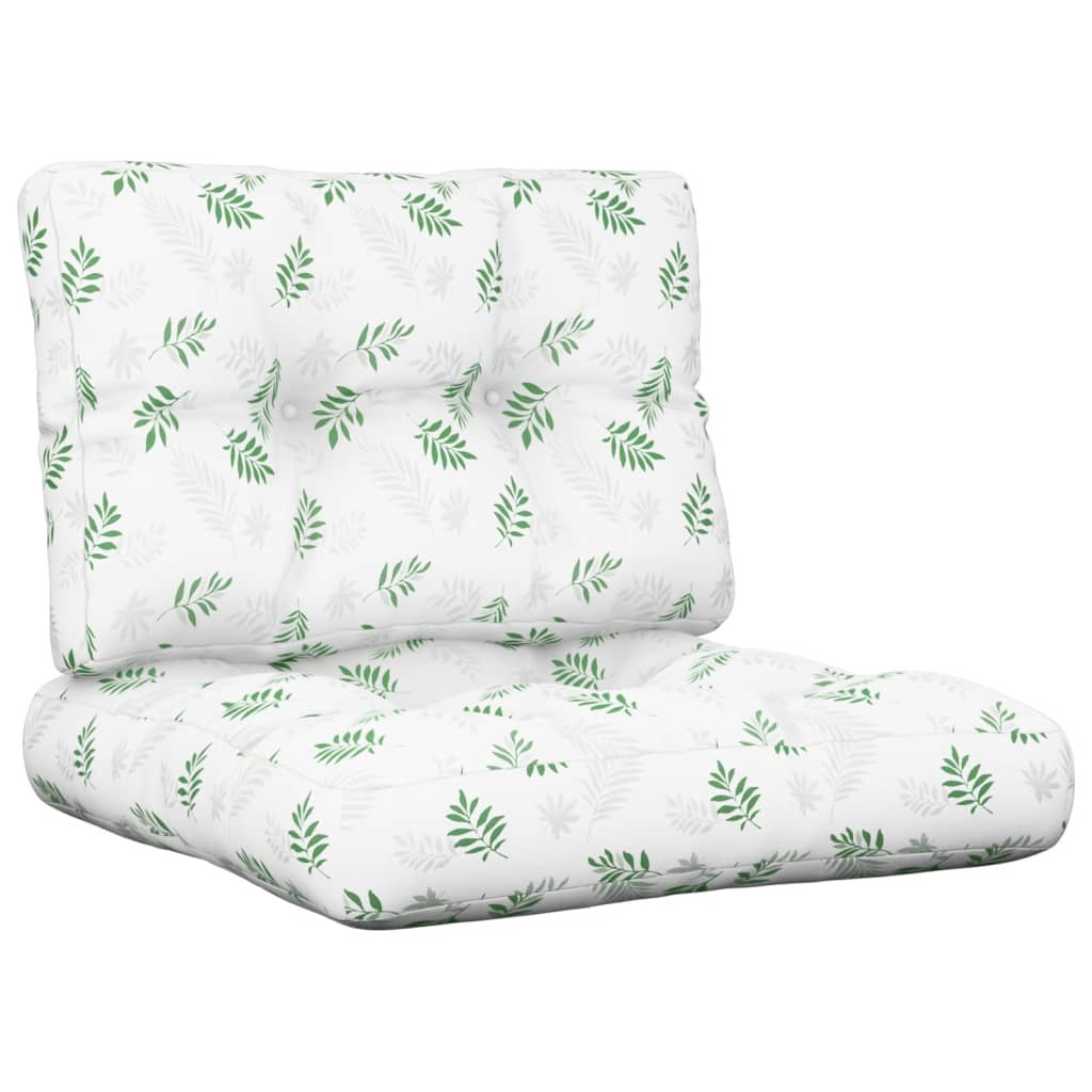 Palletkussens Stof Bladpatroon 60 x 60 x 12 cm Wit en groen