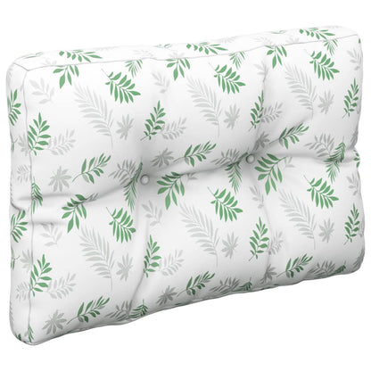 Palletkussens Stof Bladpatroon 60 x 60 x 12 cm Wit en groen