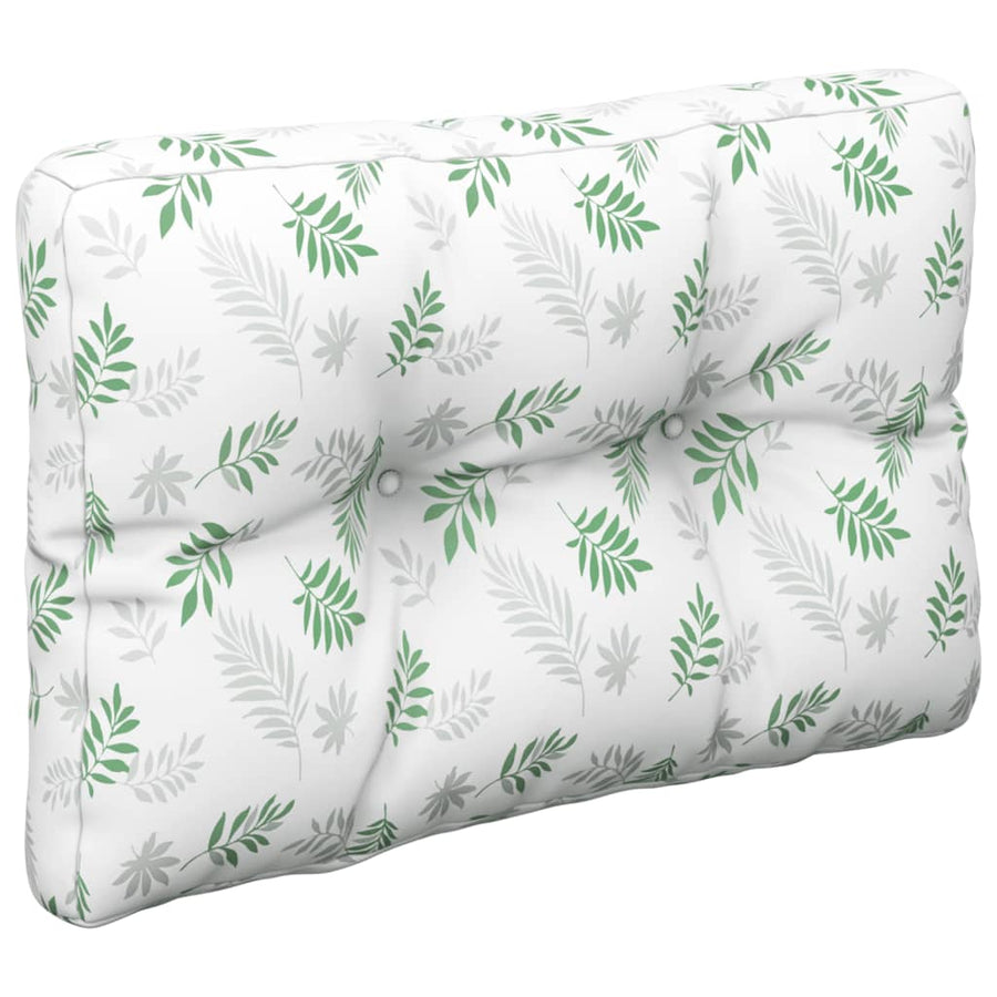 Palletkussens Stof Bladpatroon 60 x 60 x 12 cm Wit en groen