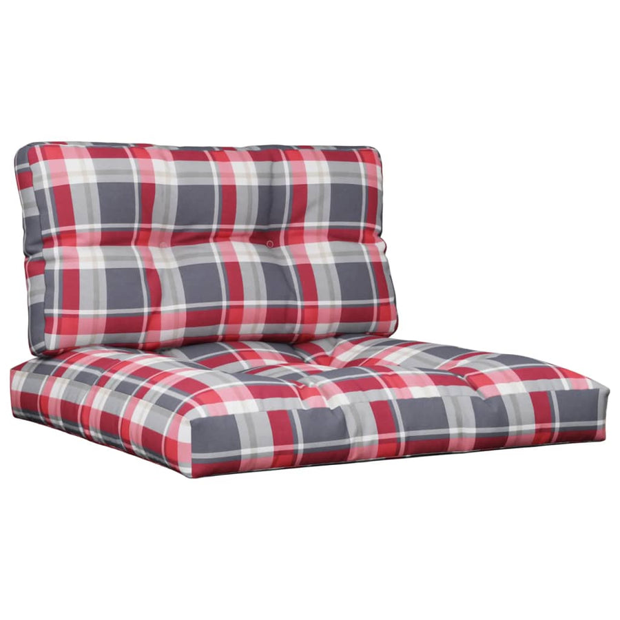 Palletkussens 2 st stof ruitpatroon rood 70 x 70 x 12 cm Rood ruitpatroon