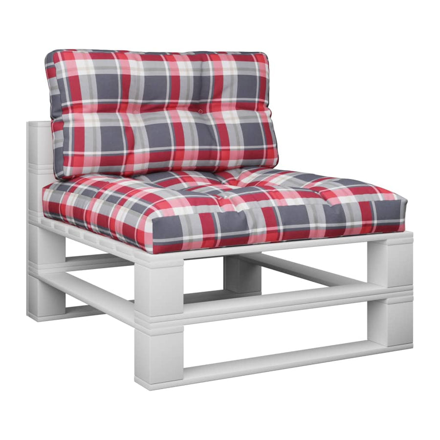 Palletkussens 2 st stof ruitpatroon rood 70 x 70 x 12 cm Rood ruitpatroon