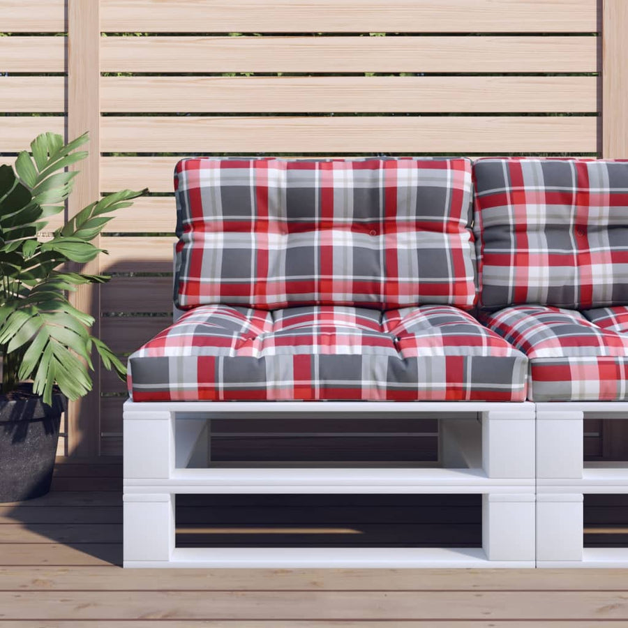 Palletkussens 2 st stof ruitpatroon rood 70 x 70 x 12 cm Rood ruitpatroon