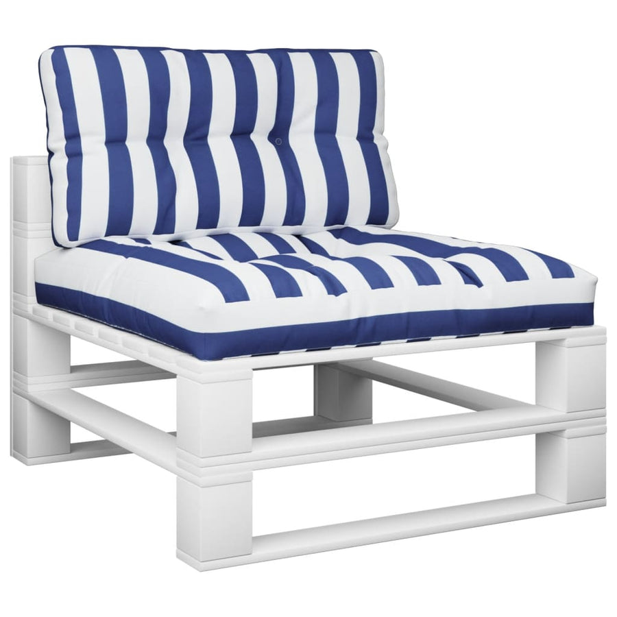 Palletkussens 2 st stof gestreept wit en blauw 70 x 70 x 12 cm Blauw en wit