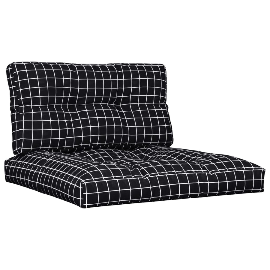 Palletkussens 2 St Stof Ruitpatroon Zwart Zwart Ruitpatroon 70 x 70 x 12 cm