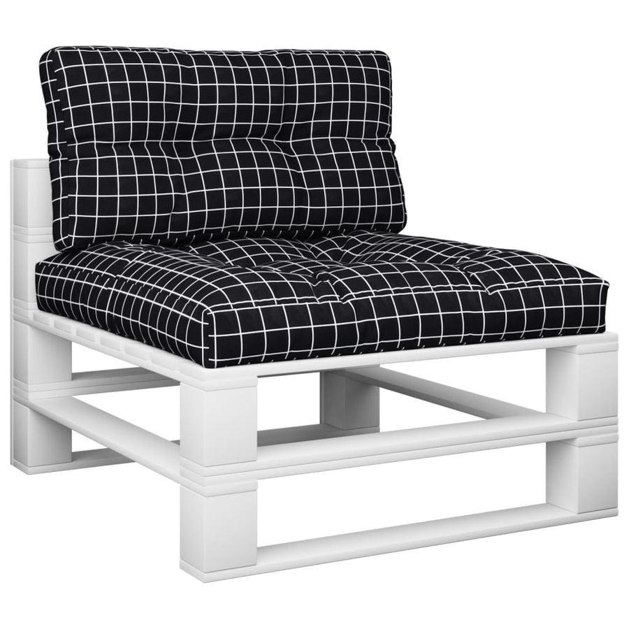Palletkussens 2 St Stof Ruitpatroon Zwart Zwart Ruitpatroon 70 x 70 x 12 cm
