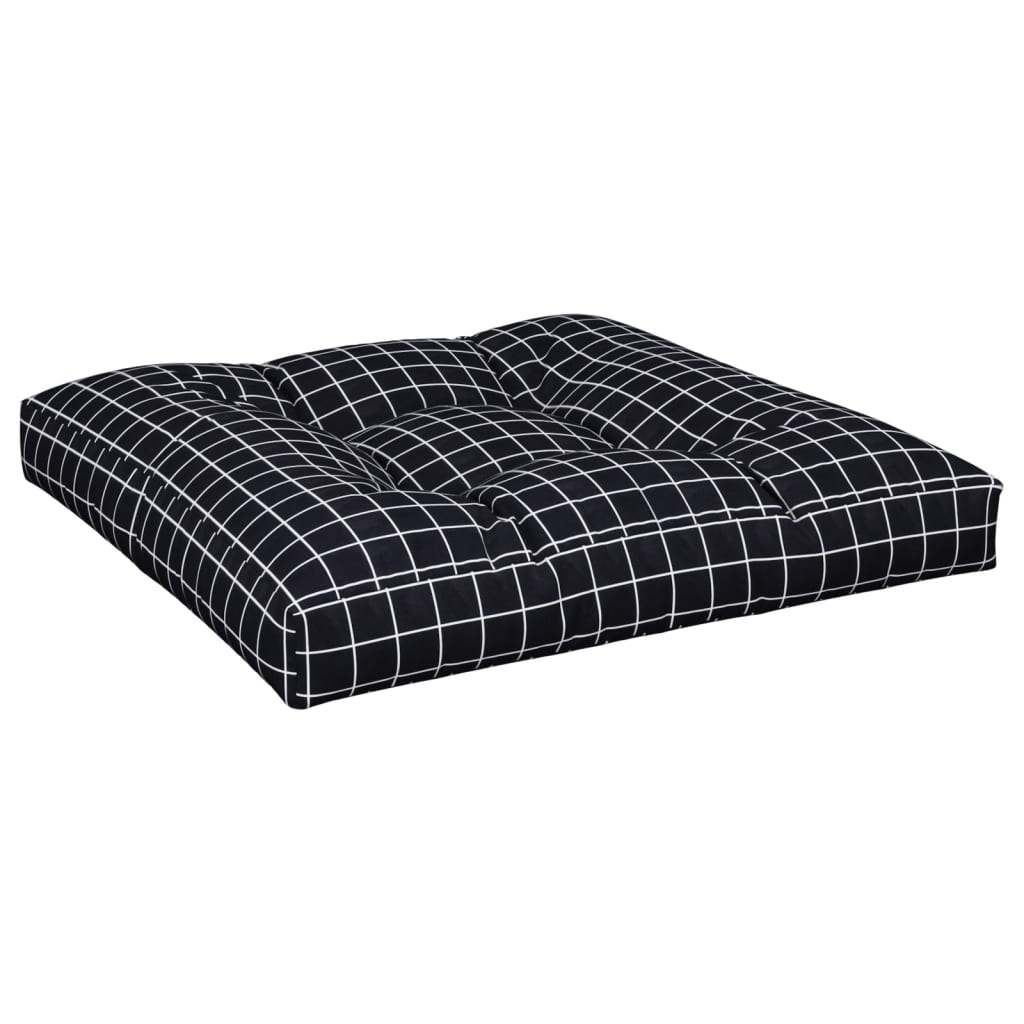 Palletkussens 2 St Stof Ruitpatroon Zwart Zwart Ruitpatroon 70 x 70 x 12 cm