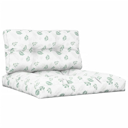 Palletkussens 2 St Stof Bladpatroon Wit En Groen 70 x 70 x 12 cm