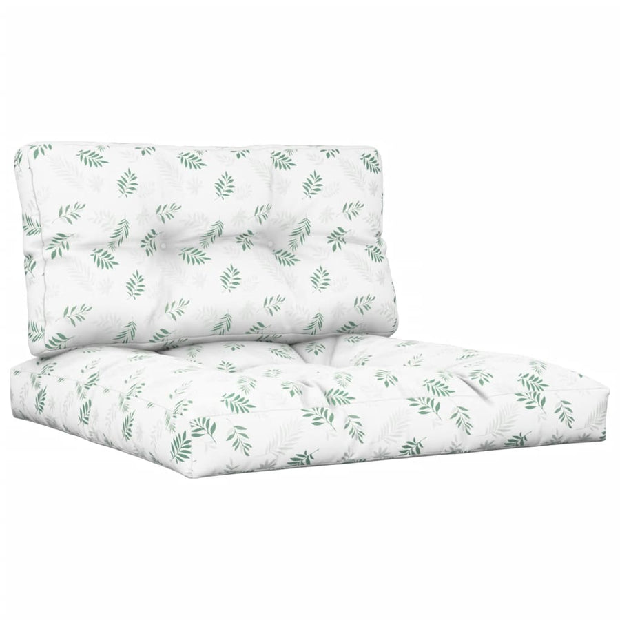 Palletkussens 2 St Stof Bladpatroon Wit En Groen 70 x 70 x 12 cm