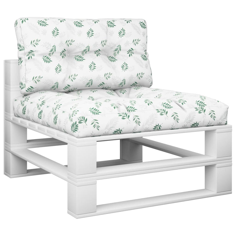 Palletkussens 2 St Stof Bladpatroon Wit En Groen 70 x 70 x 12 cm