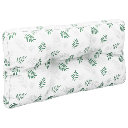 Palletkussens 2 St Stof Bladpatroon Wit En Groen 70 x 70 x 12 cm