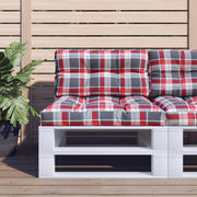 Palletkussens 2 stuks 80x80 cm en 80x40 cm rood ruitpatroon