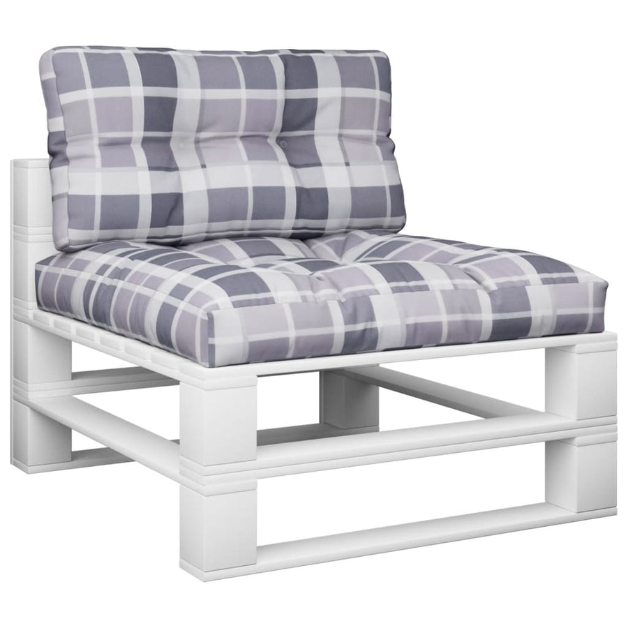 Palletkussens 2 st ruitpatroon stof grijs