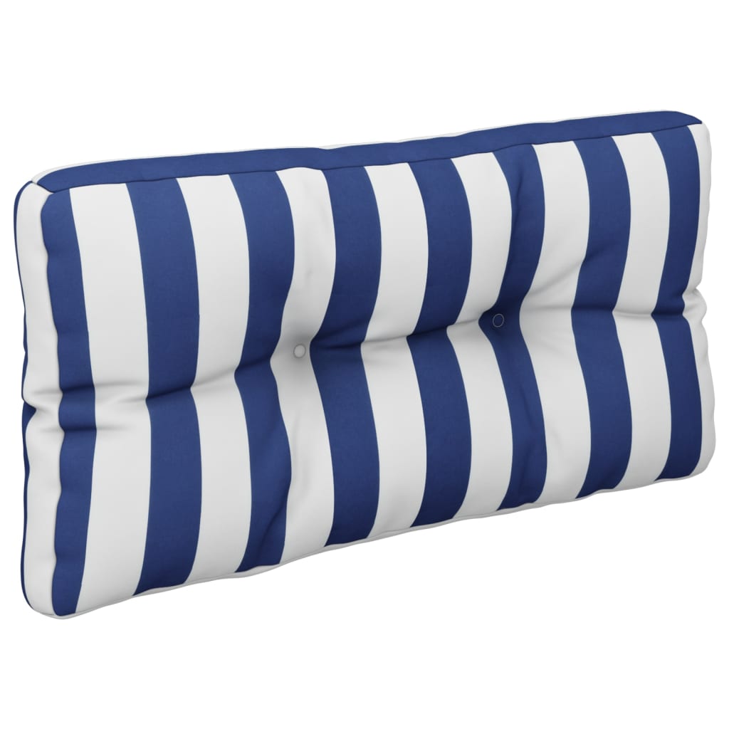 Palletkussens 2 st stof gestreept wit en blauw