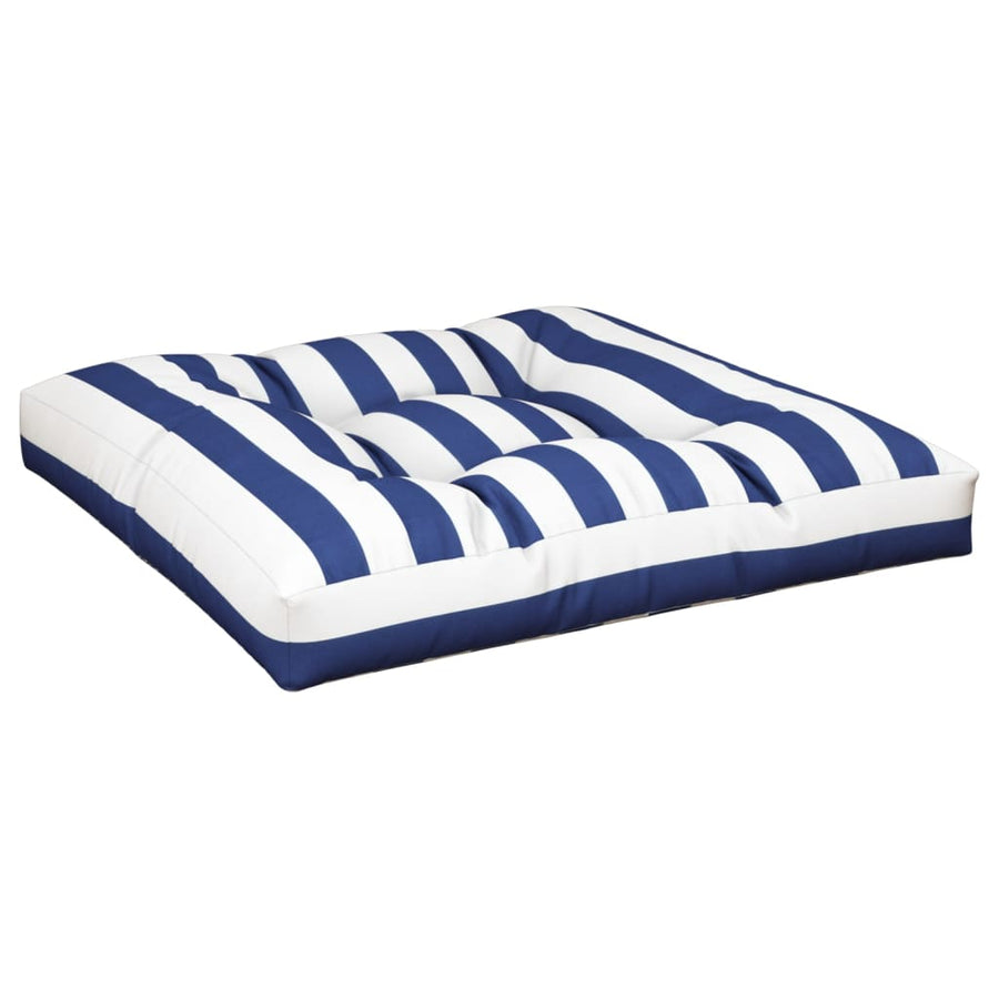 Palletkussens 2 st stof gestreept wit en blauw