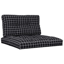 Palletkussens 2 St Stof Ruitpatroon Zwart 80 x 80 x 12 cm Zwart en wit