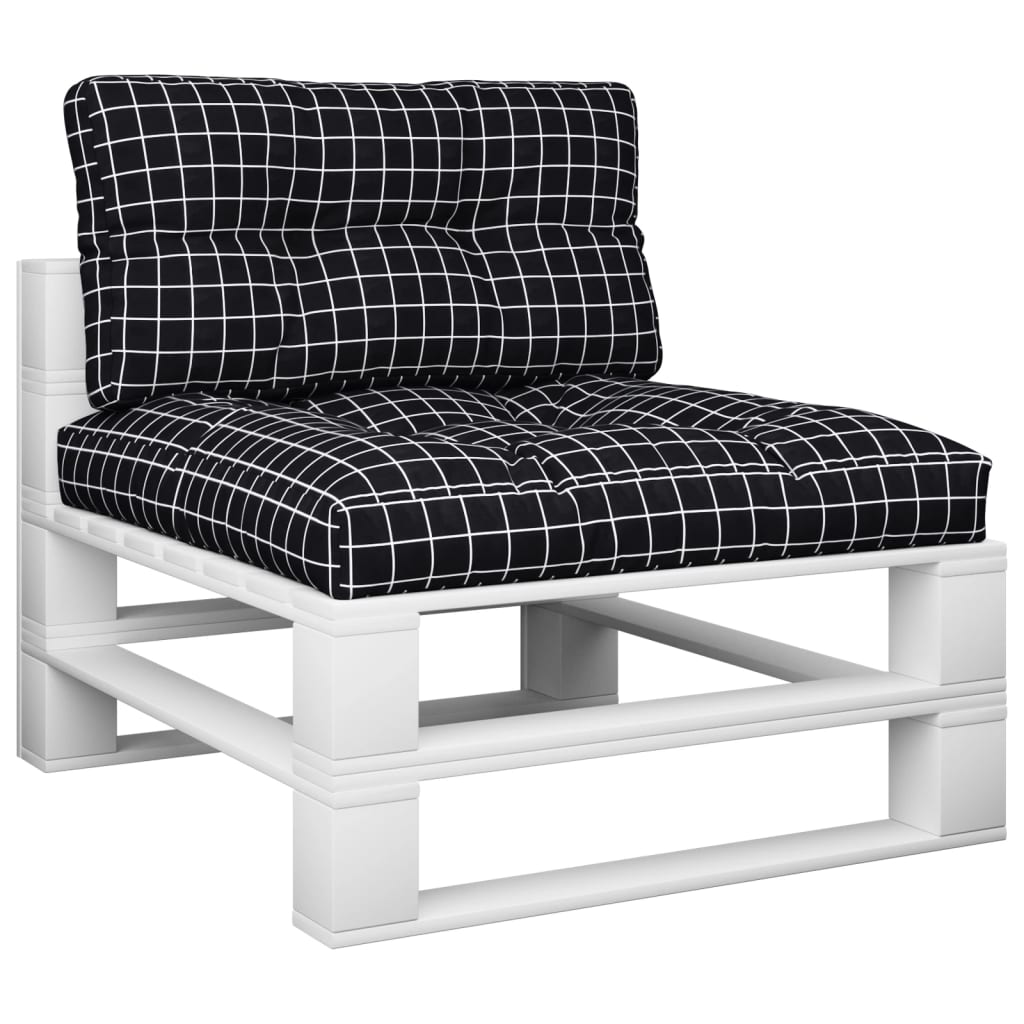 Palletkussens 2 St Stof Ruitpatroon Zwart 80 x 80 x 12 cm Zwart en wit