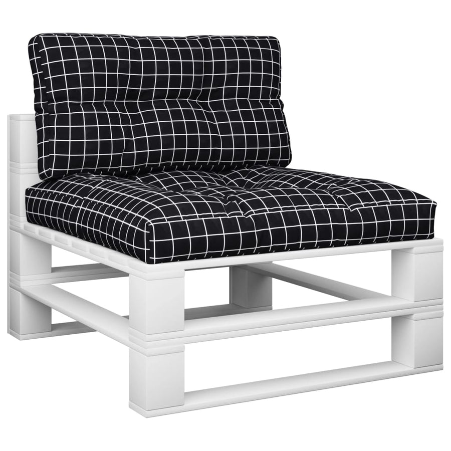 Palletkussens 2 St Stof Ruitpatroon Zwart 80 x 80 x 12 cm Zwart en wit