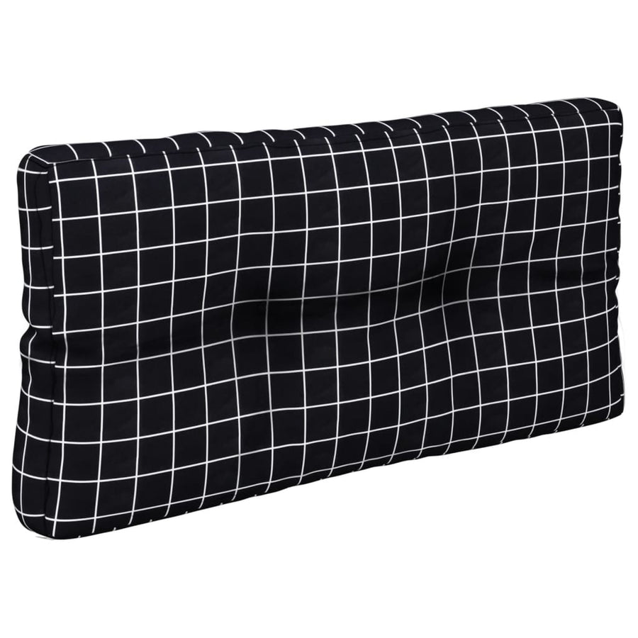 Palletkussens 2 St Stof Ruitpatroon Zwart 80 x 80 x 12 cm Zwart en wit