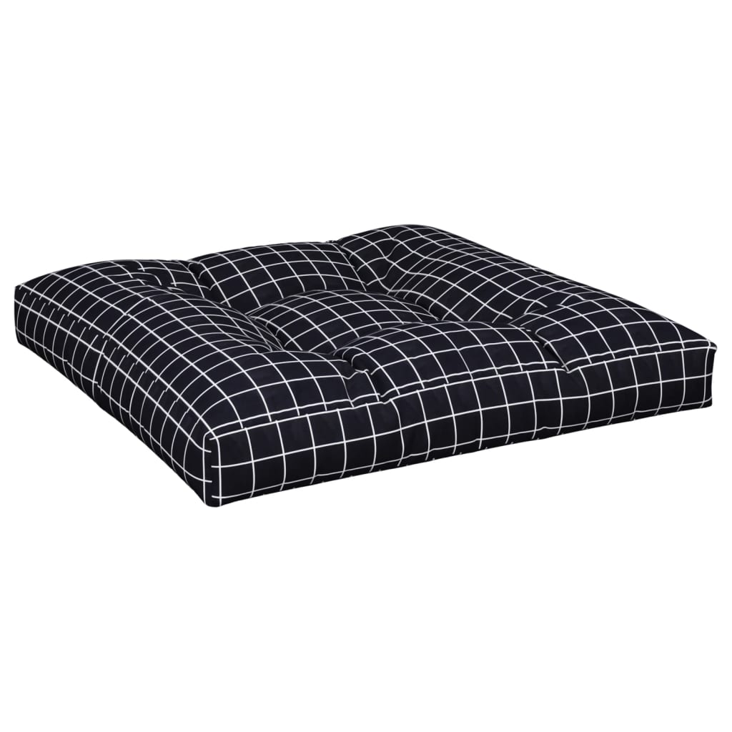 Palletkussens 2 St Stof Ruitpatroon Zwart 80 x 80 x 12 cm Zwart en wit