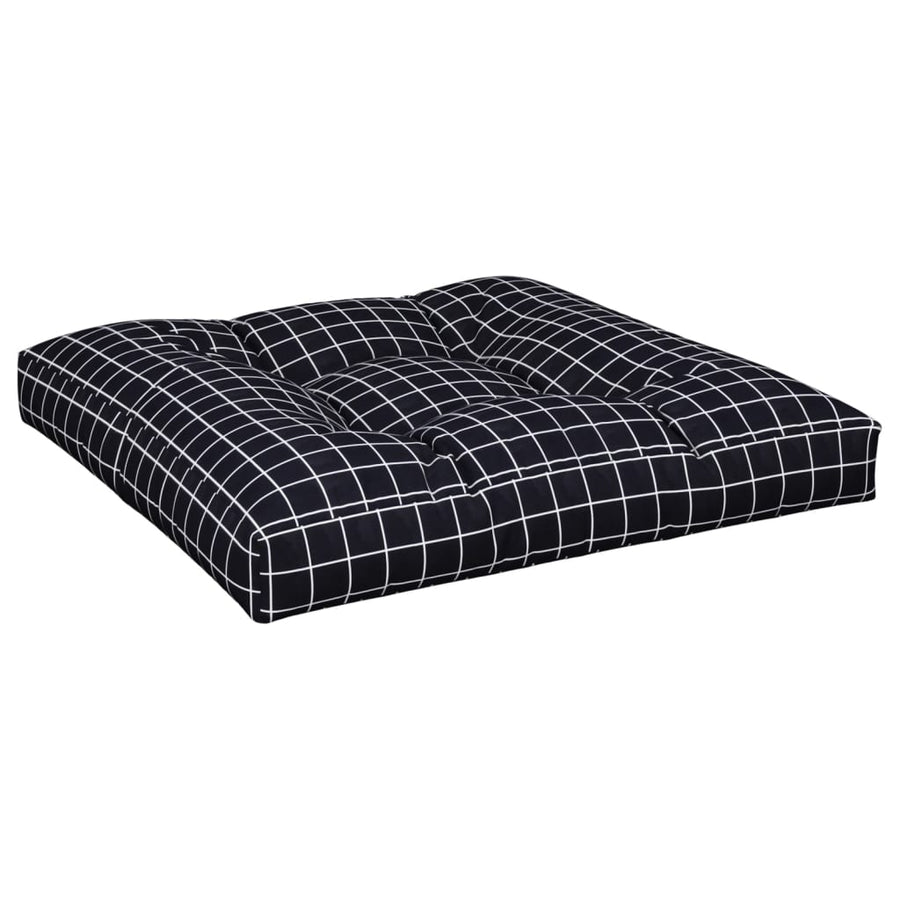 Palletkussens 2 St Stof Ruitpatroon Zwart 80 x 80 x 12 cm Zwart en wit