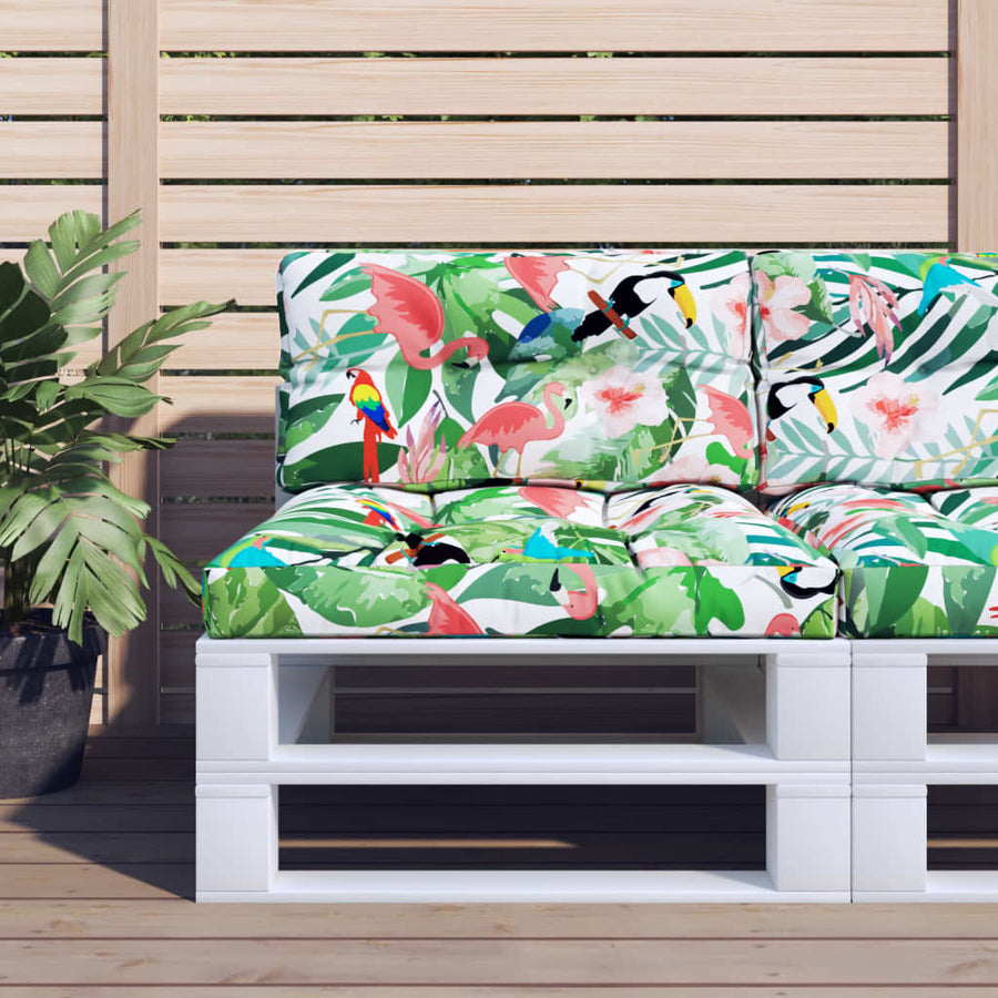 Palletkussens 2 St Stof Meerkleurig 80 x 80 x 12 cm Groen en roze