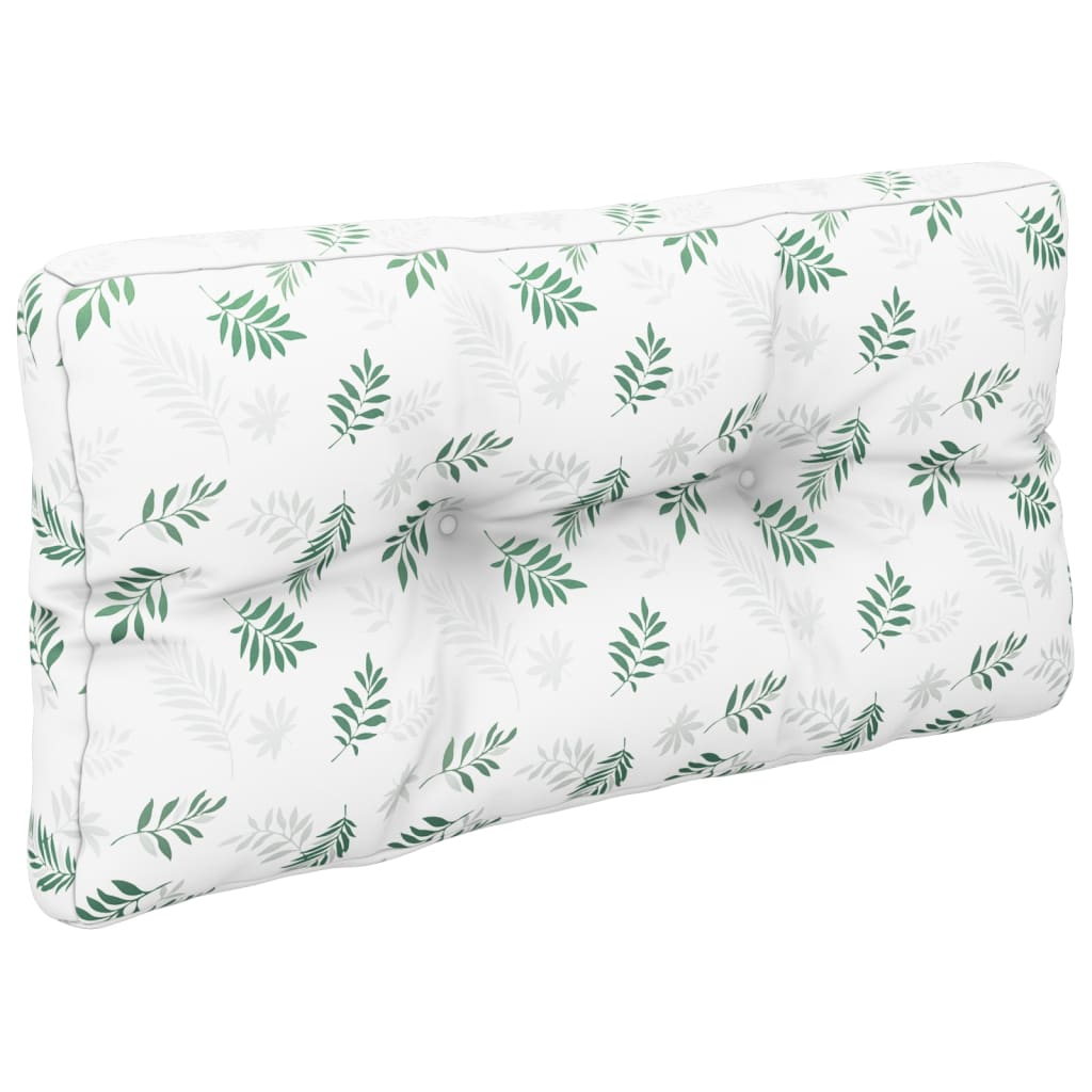 Palletkussens 2 St Stof Bladpatroon 80 x 80 x 12 cm Wit en groen