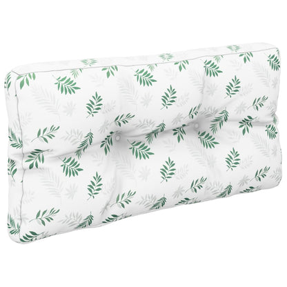 Palletkussens 2 St Stof Bladpatroon 80 x 80 x 12 cm Wit en groen