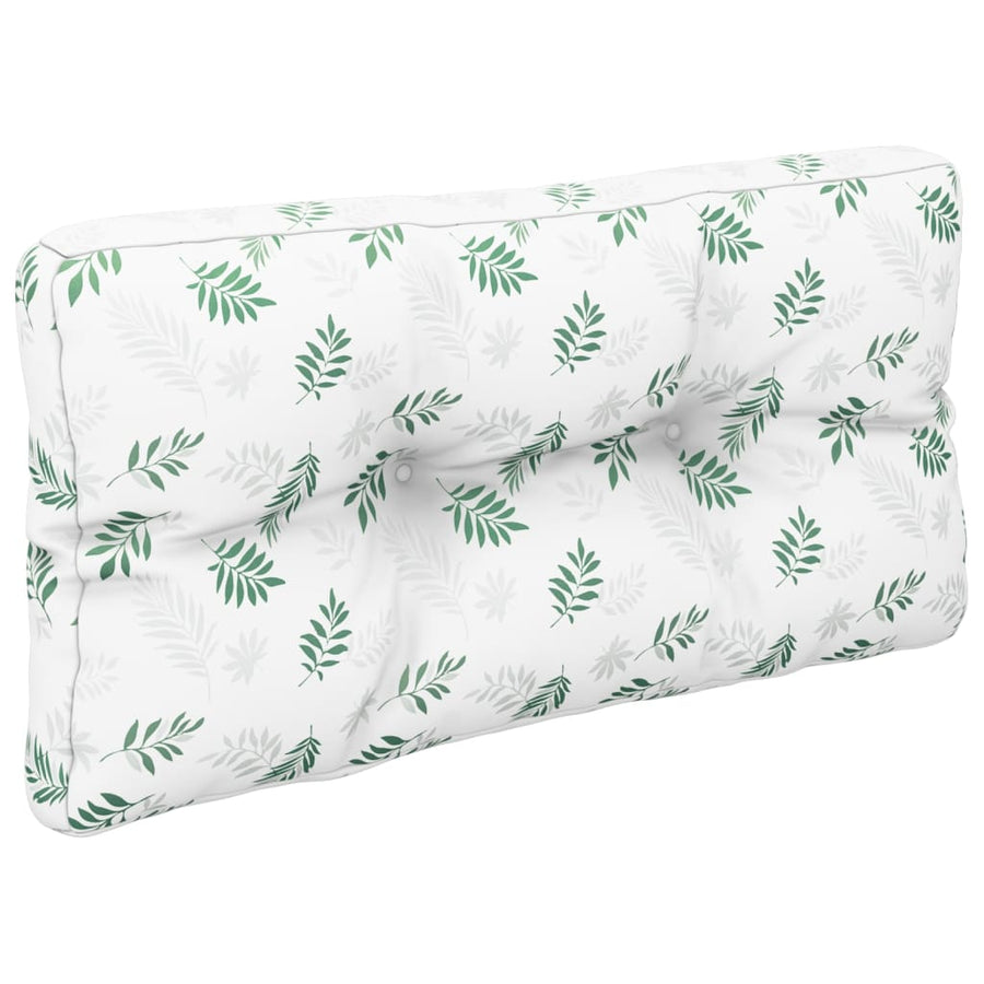 Palletkussens 2 St Stof Bladpatroon 80 x 80 x 12 cm Wit en groen