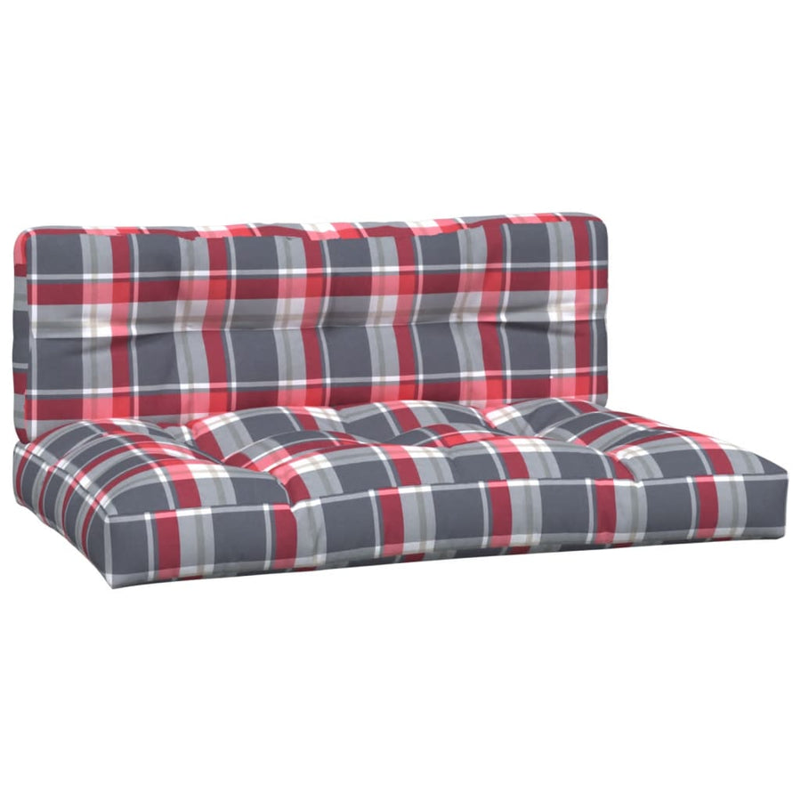 Palletkussens 2 st stof ruitpatroon rood