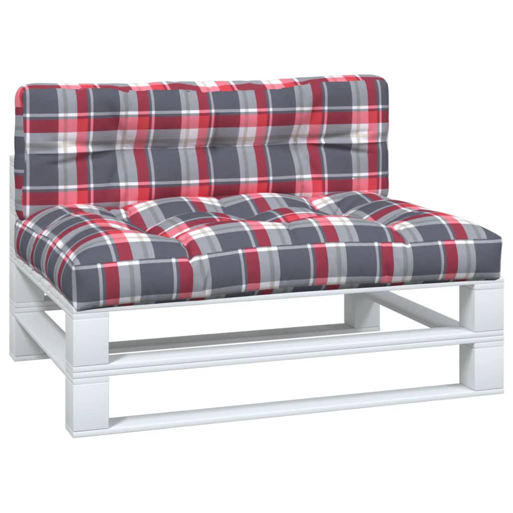 Palletkussens 2 st stof ruitpatroon rood